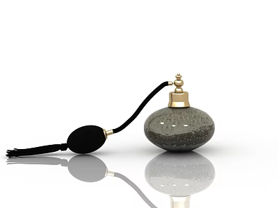 Elegant Textured Ceramic Perfume Bottle with Black Tassel and Gold Sprayer for Luxury Cosmetics 3d model