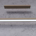 Modern Long Rectangular Wooden Pendant Light With White Fixture Hanging From Concrete Ceiling 3d model
