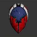 Motorcycle Helmet With Red And Silver Design Black Visor And Stripe Details