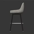 Modern Upholstered Bar Stool with Vertical Tufted Backrest Black Metal Legs and Circular Footrest