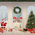 Christmas Live Stream of Decorated Room With Santa Tree Gifts Fireplace Wreath and Stockings
