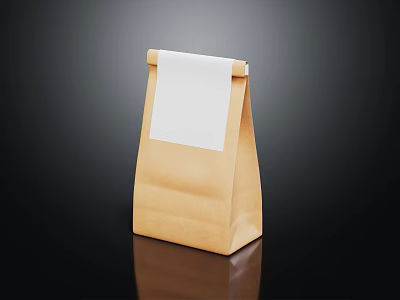 Brown Kraft Paper Bag With White Label For Household Storage And Daily Use 3d model