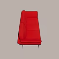 Red Leather Multi Seater Sofa With Modern Design And Silver Metal Legs 3d model