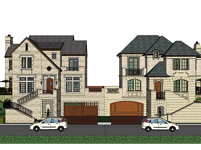 European-style double-family villa 3d model European-style double-family villa 3d model