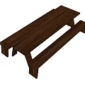 Wooden Table and Bench Set with Solid Wood Construction and Rustic Design for Outdoor Use 3d model