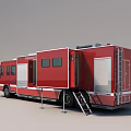 Red Fire Truck With Compartment Doors Ladder And Emergency Rescue Equipment