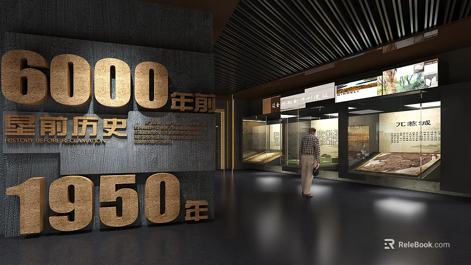 Historical Museum Exhibition Hall With 950 Year Old Artifacts And Display Cases 3d model 