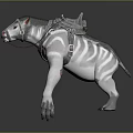 White Creature With Red Accents And Back Mechanical Gear For Character Companion