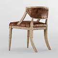 Classic Accent Chair With Brown Leather Upholstery And Wooden Carved Legs