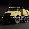 Yellow Six Wheel Dump Truck With Heavy Duty Design And Cargo Body