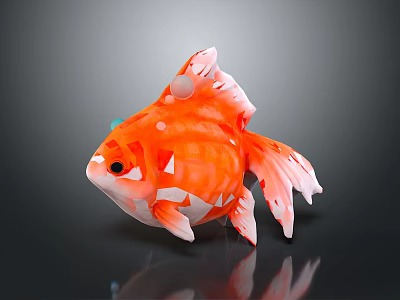 Eye Catching Orange And White Goldfish With Rounded Body And Unique Fins 3d model