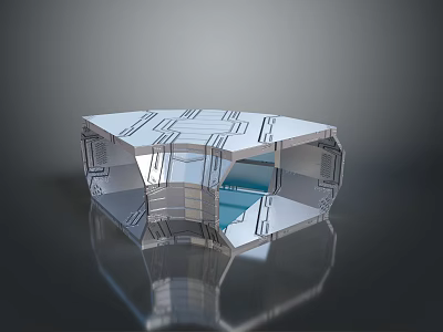 Modern Futuristic Architectural Structure With Hexagonal Design And Reflective Glass Surfaces 3d model