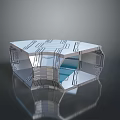 Modern Futuristic Architectural Structure With Hexagonal Design And Reflective Glass Surfaces 3d model