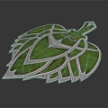 Decorative Leaf Shaped Weapon Featuring Green Intricate Design And Metallic Edges 3d model