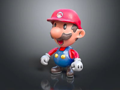 Mario Character Toy Figure With Red Hat Blue Overalls White Gloves And Mustache 3d model