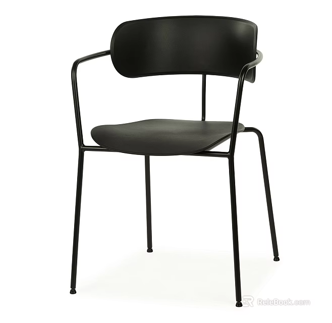 Modern Black Leisure Chair With Metal Frame And Comfortable Leather Seat Design 3d model 