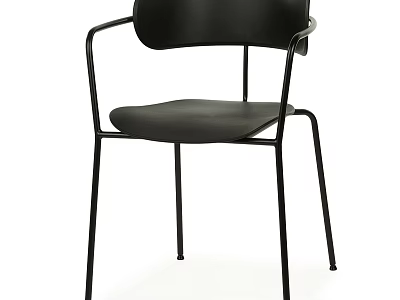Modern Black Leisure Chair With Metal Frame And Comfortable Leather Seat Design 3d model