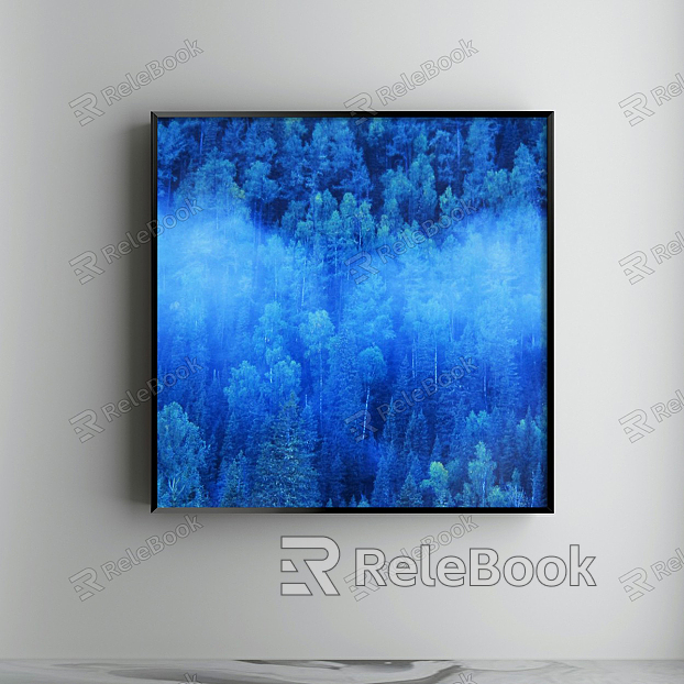 Modern Landscape Painting Simple Blue Living Room Photography Natural Light Decorative Painting model