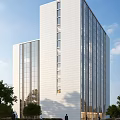 Modern High Rise Hotel Building With Glass Facade And White Exterior Design