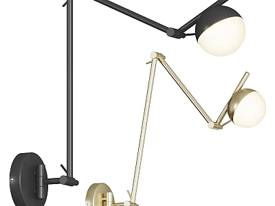 Modern Adjustable Arm Wall Lamps In Black And Gold Metal For Interior Decor Design 3d model