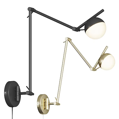 Modern Adjustable Arm Wall Lamps In Black And Gold Metal For Interior Decor Design 3d model