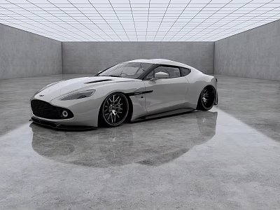 Silver Sports Car With Sleek Exterior Design In Modern Indoor Space And Shiny Wheels 3d model