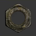 Rusted Hexagonal Metal Nut As Industrial Equipment Component Closeup View