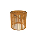 Brown Rattan Round Side Table With Woven Design For Home Decor