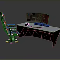 Modern Office Desk Setup With Ergonomic Chair Curved Monitor Keyboard And Mouse