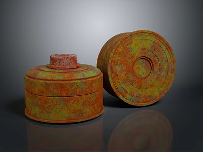 Rusty Old Military Bomb Shells Circular Ammunition With Rusty Texture 3d model