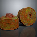 Rusty Old Military Bomb Shells Circular Ammunition With Rusty Texture