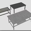 Modern Coffee And Bench Tables With Wooden Gray Slatted Top And Lower Storage Shelf