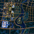 Aerial Planning of Urban Layout with River Road Network Green Spaces and Lighting