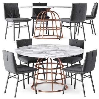 Dining table and chair combination 3d model