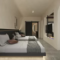 Hotel Guest Room With Twin Beds Dark Headboard And Minimalist Modern Bedding Light Walls