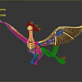 Intricate Copper Colored 3D Model of Mythical Flying Creature with Outstretched Wings