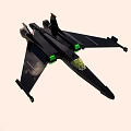 Black Fighter Jet With Green Accents And Transparent Cockpit In Flight