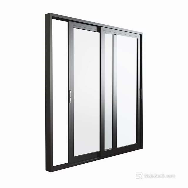 Modern Casement Window With Black Frame Clear Glass And Smooth Opening Design 3d model 