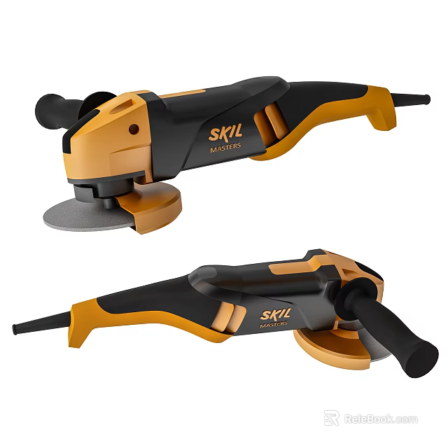 SKIL Electric Angle Grinder With Black And Orange Design For Industrial Grinding Work 3d model 
