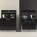 Modern Black Kitchen Appliances With Integrated Stove And Range Hood Design