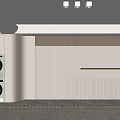 Modern Sofa Background Wall With Light Color Wooden Trim And Striped Interior Design