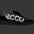 ECCO Black Casual Sneakers With White Logo And Brown Sole Design