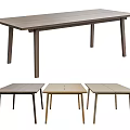 Modern Wooden Dining Table with Rectangular Top and Various Design Options 3d model