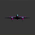 Colorful Modern Airplane Model With Purple Blue Geometric Patterns And Reflections 3d model