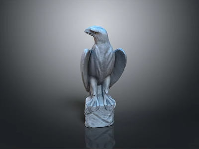 Gray Stone Eagle Statue Perched On Detailed Pedestal Against Dark Background 3d model Gray Stone Eagle Statue Perched On Detailed Pedestal Against Dark Background 3d model