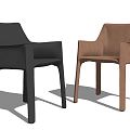 Modern Dining Chair Leather Dining Chair Single Chair 3d model