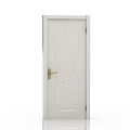 Simple Style White Interior Door With Golden Handle And Decorative Patterns For Home Decoration