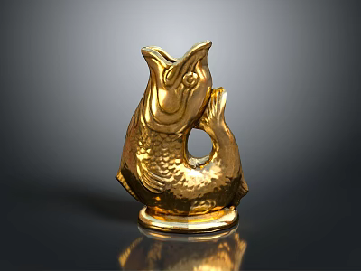 Elegant Golden Fish Shaped Decorative Furniture Figurine With Smooth Surface And Sturdy Base 3d model