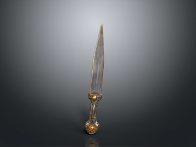 Vintage Ornate Dagger With Sharp Metal Blade And Golden Handle Design 3d model