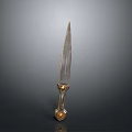 Vintage Ornate Dagger With Sharp Metal Blade And Golden Handle Design